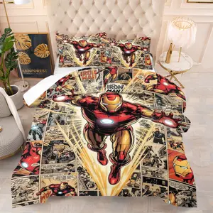 Iron Man Pattern Comforter Set, Soft And Durable Bedding Set, Includes 1 Comforter And 1 Or 2 Pillowcases, Daily Holiday Birthday Gift Bedroom Decorations For Kids And Adults