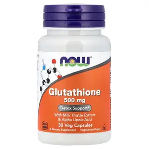 NOW Foods Glutathione With Milk Thistle Extract & Alpha Lipoic Acid, 30 Veg Capsules