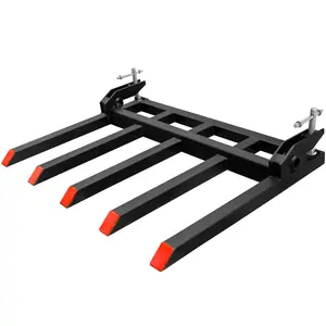 Clamp-On Debris Forks for 48" Bucket with Double Nuts, 2,500 lb Heavy Duty Pallet Fork Attachments & Quick Attach for Loader, Skid Steer or Tractor