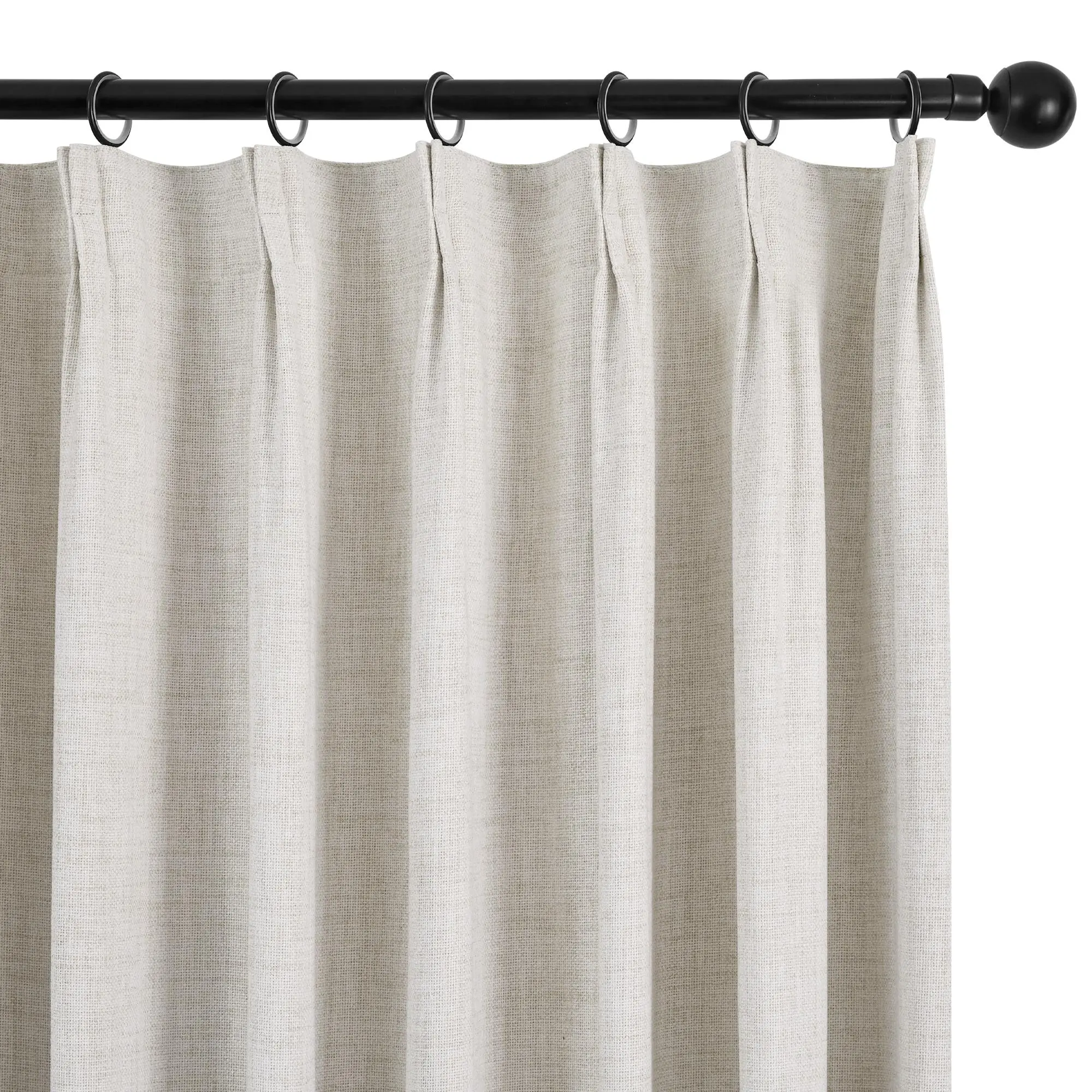 Deconovo Linen-Textured Pinch Pleated Blackout Curtains for Bedroom, Lined Privacy Curtain Drapes with Adjustable Plastic Hooks, Track & Ring Hook-Compatible Window Hang Solutions