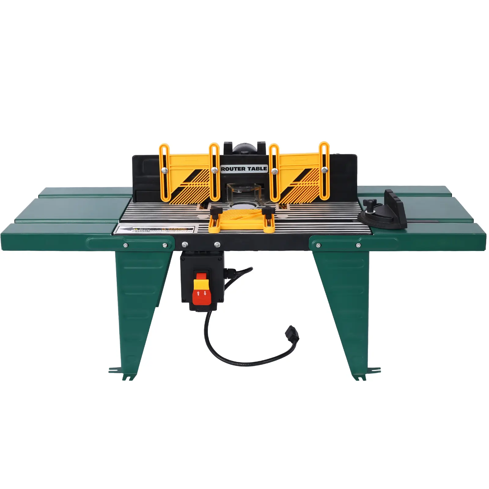 Universal Benchtop Router Table with Steel Stand, Adjustable Fence, Aluminum Construction, Dual Extensions, Smooth-Slide Tables, Retractable Guard - Durable Rust-Resistant Electric Woodworking Tool for Precise Cuts, Fits Up to 6 in Routers