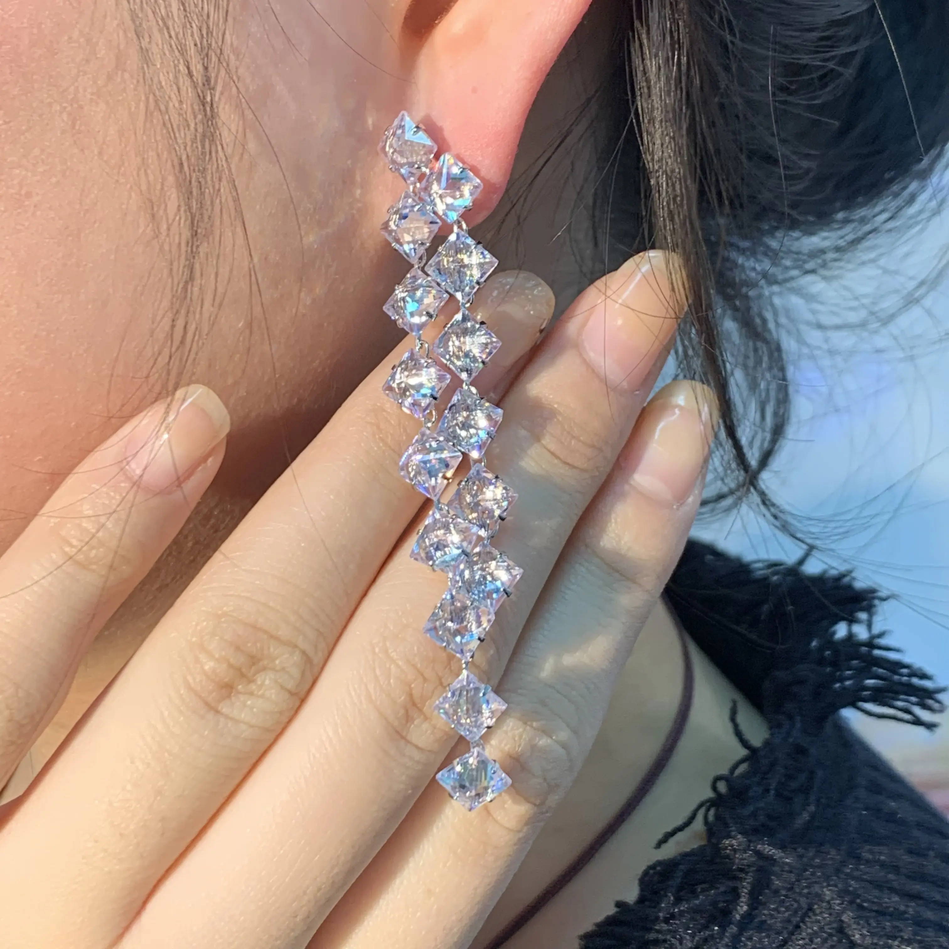 Yahzee Long Crystal Tassel Earrings - Trendy Luxury Design with Sparkling Zirconia Stones Gift For Her