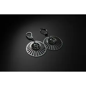 Real Spiderweb Silver Tone Sunburst Earrings