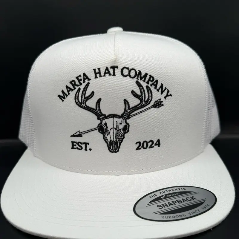 Lucky Buck Hat Est 2024 White Snapback Trucker Cap  Marfa hat company