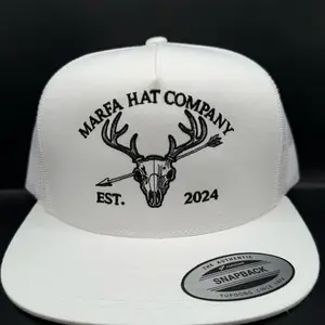 Lucky Buck Hat Est 2024 White Snapback Trucker Cap  Marfa hat company