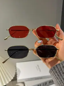 Unisex Small Frame Multifaceted Metal Glasses, Retro Fashion Style, Suitable for Computer, Gaming, TV, Smartphone, Clear Lenses, Eye Protection