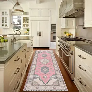 Vintage Geometric Pattern Anti-Slip Bedside Rug, Modern Indoor Rug, Home Decorative Rugs, Suitable for Bedroom Kitchen Hallway Entryway, Modern Home Decor