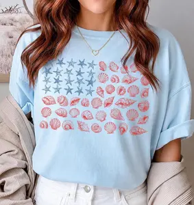 USA Coastal Shell Shirt, Patriotic Beach Lover Comfort Colors Tee, Seashell American Flag Tee, Anniversary 4th of July Tee, 250 Years Shirt, USA 1776 Shirt, Simple Look, Easy to Match, Soft Feel, Classic Look