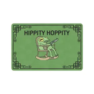 Funny Meme Frog Doormat ‘Hippity Hoppity Get Off My Property’ – Welcome Mat For Kitchen Bathroom Home Entryway Indoor Outdoor Cottagecore Front Door Rug Frog Lover Gift