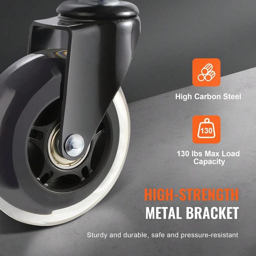 Office Chair Wheels Set Of 5 2'' 3'' Caster Wheels For Hardwood Floors & Carpet Heavy Duty Computer Gaming Desk Casters With 130-440 Lbs Load Capacity Universal Fit