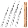 BUNDLEPRO 4-Piece Fine Teeth Long Stainless Steel Barbecue Tong Set - 12in x 10in, 349g, Black Kitchen Utensils for Cooking, Seafood Handling, Grilling Accessories, Outdoor BBQ Utensils