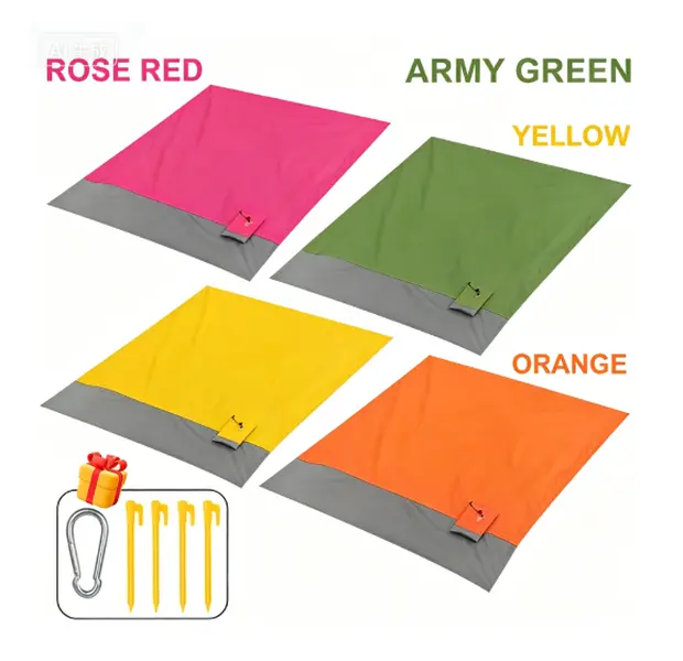 1PC Outdoor Foldable Portable Beach Mat,Lightweight Foldable Structure,Waterproof Moisture Proof Sand Resistant Fabric,Suitable for Multiple Scenarios,for Beach Vacation Lawn Leisure and Road Trips