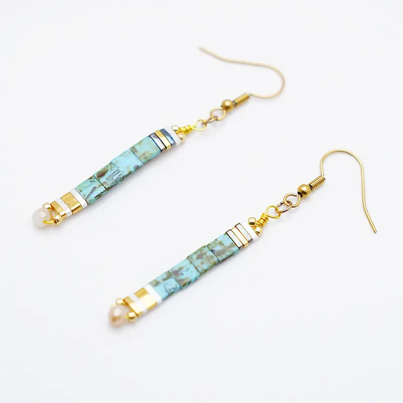 Shmart Artisan-Crafted Turquoise and Crystal Vintage Amulet Earrings, warding off negative energies in style.