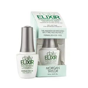 Morgan Taylor Daily Elixir Keratin Treatment - Instant Nail Repair with 20% Active Ingredients, Hydrolyzed Keratin Peptides, 7-Free Formula for Stronger, Healthier Nails, 15mL.