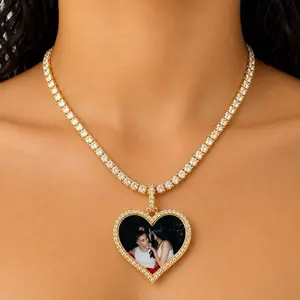 Love Photo Pendant w. tennis necklace