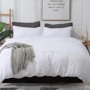 White Duvet Cover King (104 x 90 inches), 3 Pieces (1 Duvet Cover + 2 Pillow Cases), Seersucker Textured Ultra Soft Washed Microfiber, with Zipper Closure and Corner Ties