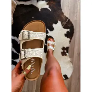 The Lainey Sandals- White Grey