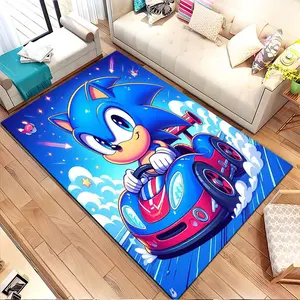 Cartoon character driving a race car. Printed pattern home carpet, suitable for living room, bedroom, kitchen mat, home decoration, carpet, and suitable as a holiday gift for family and friend