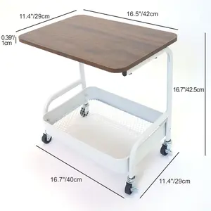Single Layer Rolling Storage Cart Natural Side Table Mobile Narrow Organizer Slim Design for Small Spaces Bathroom Kitchen Office Compact Utility Trolley