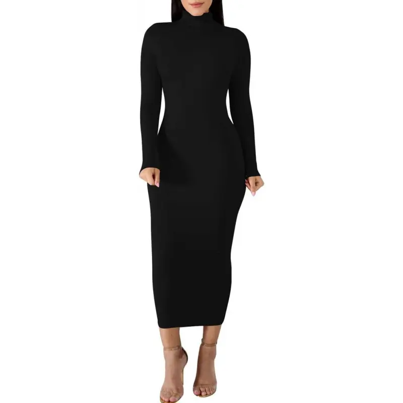 Women's Sexy Basic Long Sleeve Turtleneck Bodycon Party Long Pencil Dress - TikTok Shop Women's Sexy Basic Long Sleeve Turtleneck Bodycon Party Long Pencil Dress - TikTok Shop