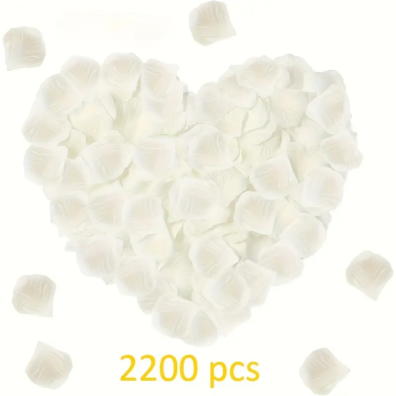 2200pcs simulated cream white rose petals, perfect for weddings, romantic night-themed fake flower sets, engagements, floral decorations, events, and parties, Lifelike artificial flower, Decorative Flowers, Faux Floral Decor