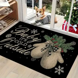 Winter Snowflake Mittens Print Non Slip Indoor Welcome Mat Soft Flannel Entryway Rug for Christmas Holiday Decor Backing Easy Clean Home Entrance Door Mat Cozy Warmth Floor Mat for Winter Decorations