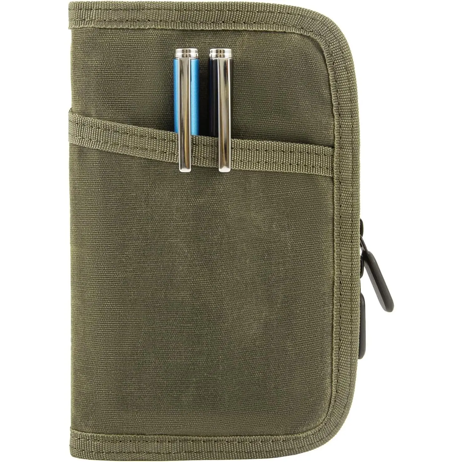Field Notes Notebooks Cover for 3.5 X 5.5 Inch Pocket Notebook Covers With Zipper Pen Holder,Water Resistant Journal Notebook Planner, Classy Waxed Canvas EDC Wallet (Army green)