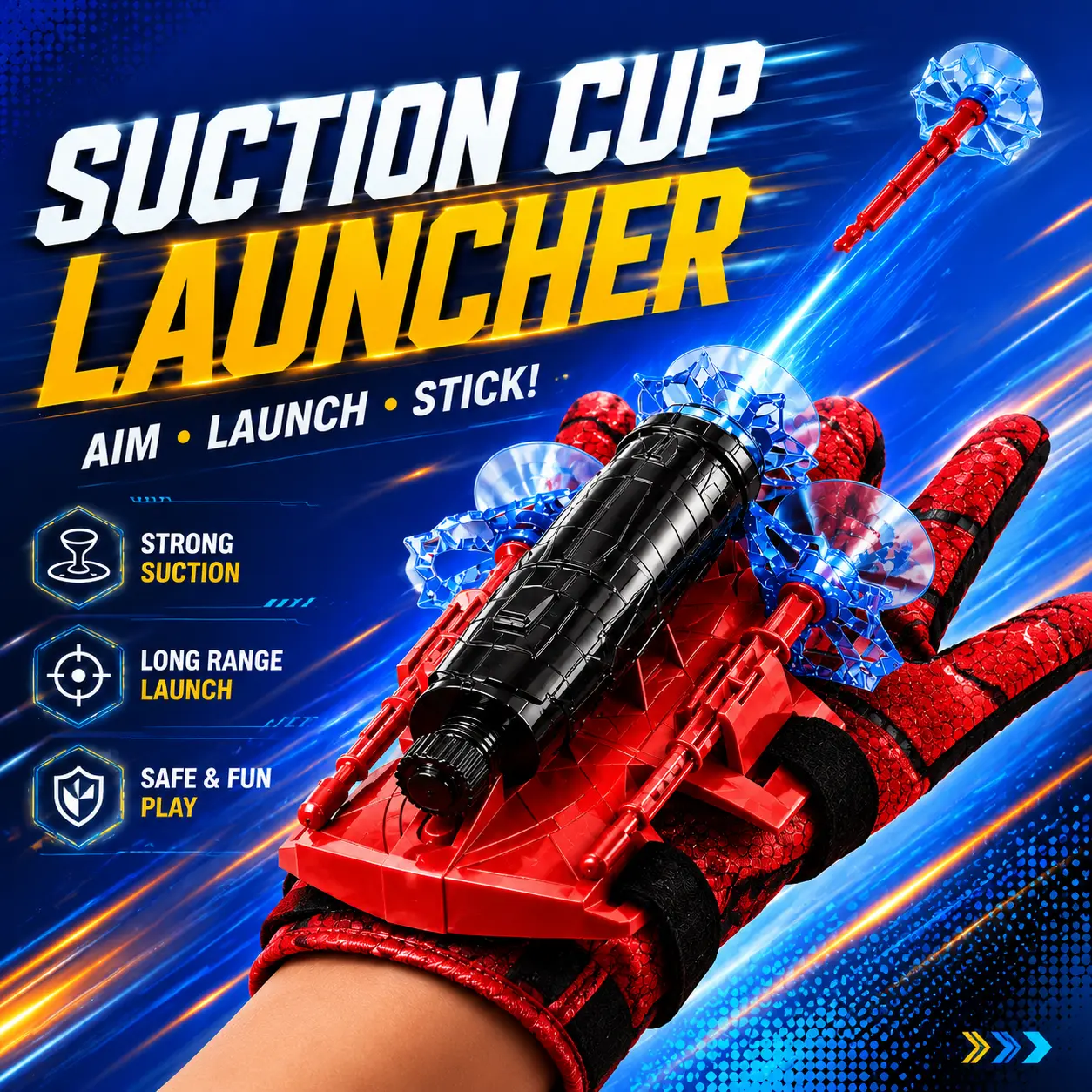 Wrist Launcher Toy for Kids, Durable Spider Silk Superhero Wrist Launcher String Shooter Toy Set, Glove Style Action Toy Set, Easy Press Wrist Strap Design, Indoor Outdoor Active Play Gift for Boys Girls, Children's Day/Birthday Gift