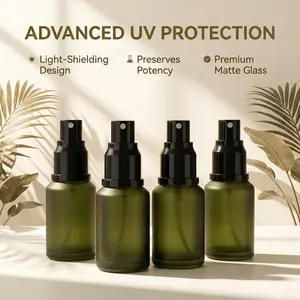 4-Pack Frosted Essential Oil Bottles, 30ML Capacity, Spray, Lotion, Dropper, Screw Cap, 4 Sizes Available