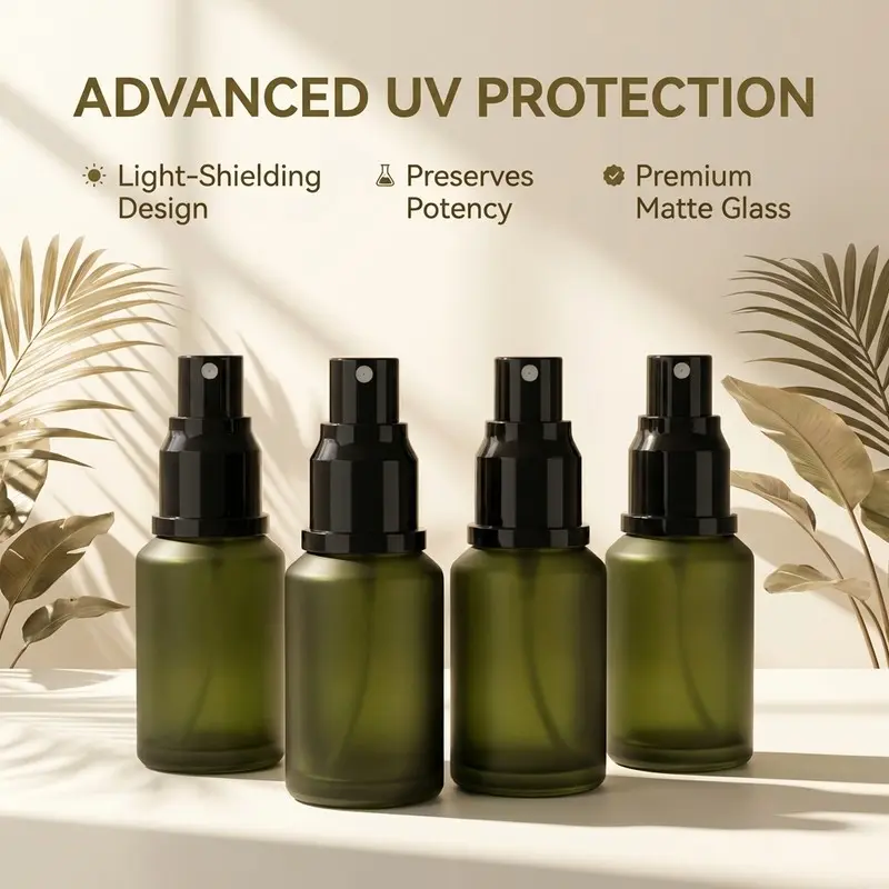 4-Pack Frosted Essential Oil Bottles, Glass Bottles, Refillable Bottle, Refillable Design, 30ML Capacity, Spray, Lotion, Dropper, Screw Cap, 4 Sizes Available