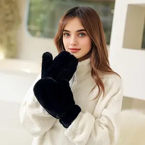 Plush Winter Mittens 2025 Trending Unisex Gloves  Thick Durable Polyester Lining  Multi-color Hand-wash Design  Warm Cold-proof Handwear  Ideal for Snow Sports Xmas Gifts Winter Outdoor Commute