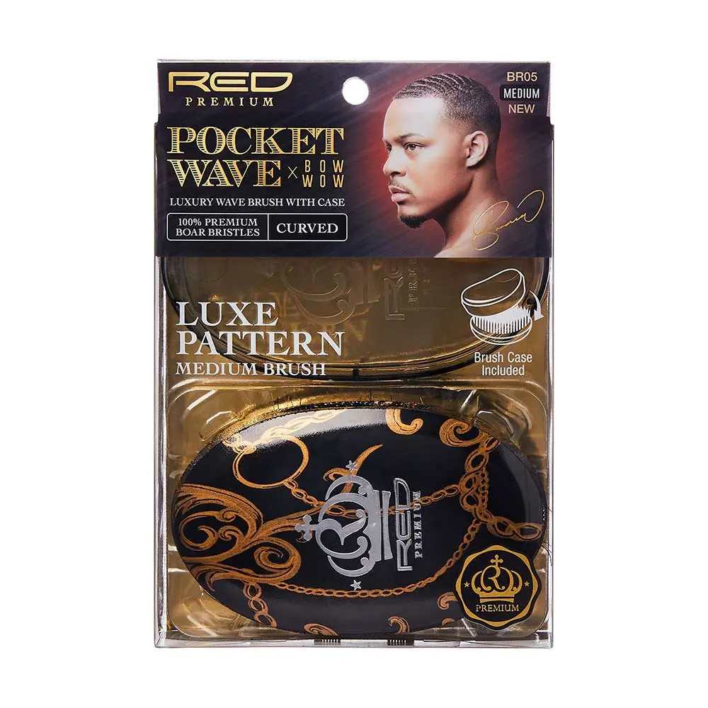 RED by KISS BOW WOW X Pocket Wave Medium Boar Brush with Case RED by KISS BOW WOW X Pocket Wave Medium Boar Brush with Case