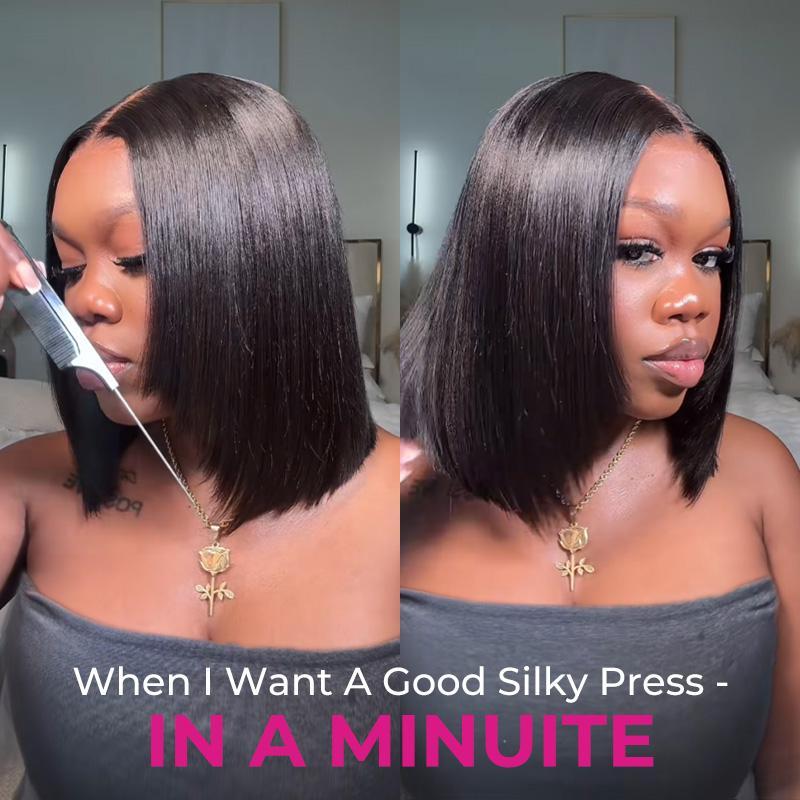 【Hot】ISEE HAIR Wear Go 9x6 Tpart Layered Cut Bob Yaki Straight Wig Natural Black Deep Part Lace Glueless Wig #iseehairbeauty#TikTokShopHolidayHaul