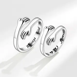 2PCS Hug Ring for Women & Teen Girls Adjustable Jewelry with "Always with You" & "Forever" Inscription Perfect for Mothers Day Birthdays Gifts for Daughters Mom Sister Wife Friends Grandma