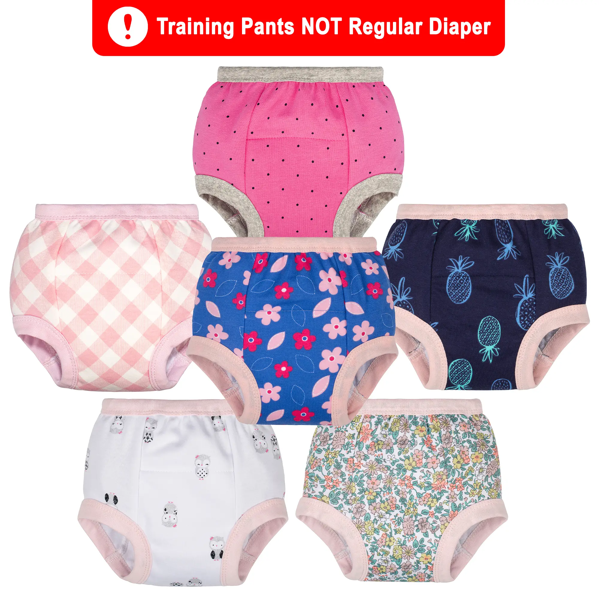 6 Pack Potty Training Pants for Boys & Girls – Soft Cotton Flower Print Underwear for Toddlers