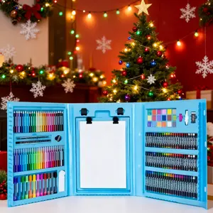 Art Supplies Set (208 Pieces), Painting Art Kit Box with Oil Pastels, Colored Pencils, Markers, Water-Based Ink, Heavy-Duty Plastic Case, Portable, Coloring Supplies