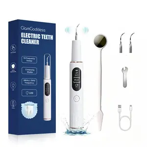 Tartar and calculus remover - a teeth cleaning kit with a light, 5 adjustable modes, 2 interchangeable cleaning heads and 1 manual auxiliary cleaning tool, as well as 1 mini wrench, teeth cleaning kit, and home teeth care to remove stains