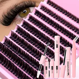 80D/30D/50D False Eyelashes, 200pcs 8-16 mm Mixed D-Curl Cluster Lashes, Soft and Natural Individual Lash Extensions, DIY at-Home Lash Extension Kit