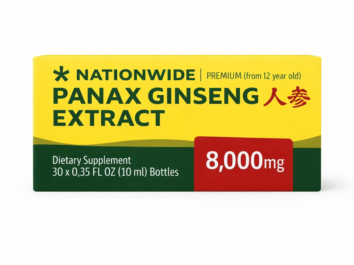 Nationwide Premium Panax Ginseng Root Extract 8000mg Extra