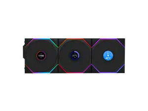 Lian Li UNI Fan TL LCD 120 Wireless - Triple Pack - 2.4 GHz Wireless Controller Included - Daisy Chain & Infinity Mirror Design - LCD Display - Controller required. - Black (12TLLCD1W3B)