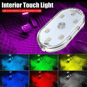 6 LED Car Touch Sensor Light, Magnetic Car Interior Light, Color Changing Car Interior Ambient Light, Touch Sensor Car Interior Decorative Light, Car Lighting Accessories