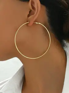 1Pair Gold Hoop Earrings for Women - Minimalist Big Hoop Infinity Earrings, Dainty Lightweight Hoops, Lightweight Hoops Earrings, Everyday Elegant Jewelry, Fashionable Jewelry Accessories, Suitable For Daily Wear By Women