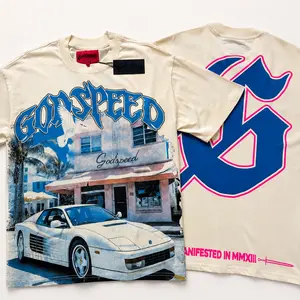Godspeed T-shirt Letter Print Short Sleeve Hip Hop Tees Men Couple Style GOD SPEED Round Neck Loose Cotton Casual Tee Streetwear Graphic T Shirt Vintage Tees 2000s Shirts