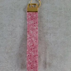 Pink Fabric Wristlet Keychain - Fashion Costume Jewelry Accessory, Keychain for Car Keys, Bag Charm, Everyday Carry Item for Daily Use, Bag Charm Keychains