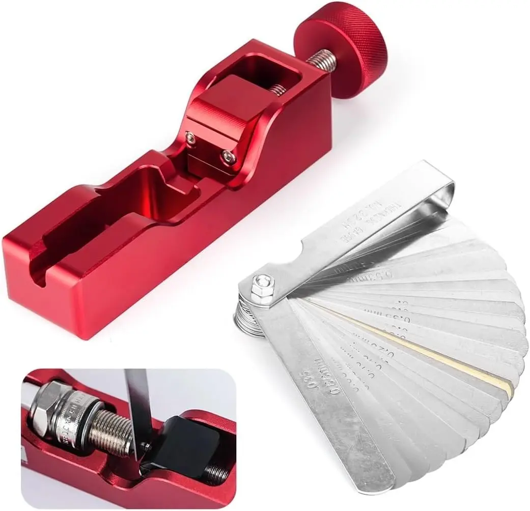 Spark Plug Gapper Tool With 32 Blades Steel Feeler Gauge, Spark Plug Gap Adjuster Fits 10mm 12mm 14mm 16mm Spark Plugs