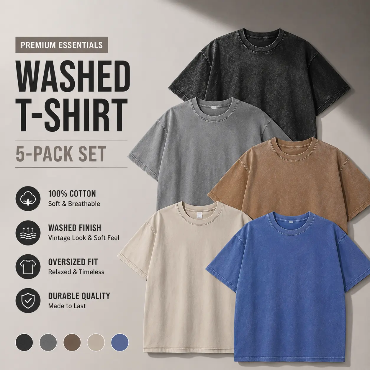 Men's Vintage Washed Graphic T-Shirt, Heavyweight 230G Cotton Round Neck Streetwear Tee with Dropped Shoulders, Plus Size, Shortsleeve, Menswear, Tshirts, Relaxed, All Seasons, Distressed, Casual, Figure, Classic, Cargo, Loose, Day, Fabric