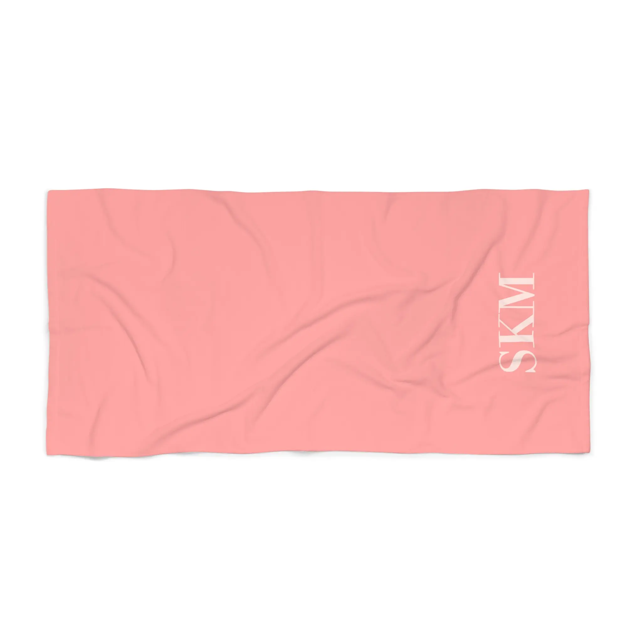 Pink & Cream Monogram Beach Towel, Personalized Name Towel, Custom Summer Pool Towel, Soft and Absorbent Beach Towel, Gift Idea