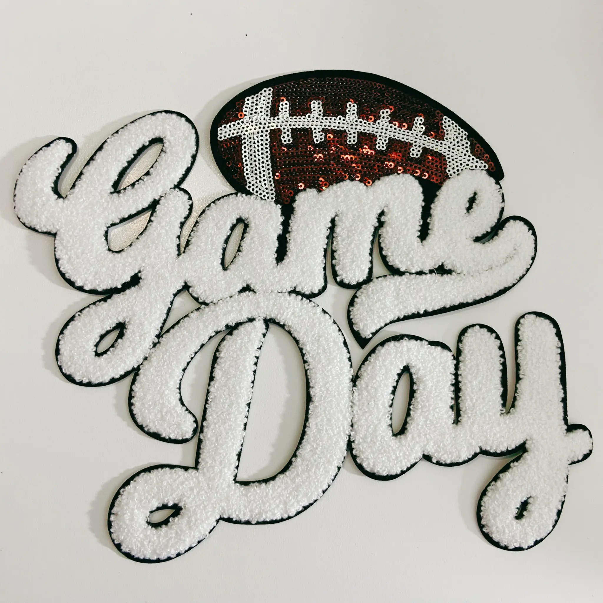 11” GAME DAY FOOTBALL - Sequins and Chenille Patch 11” GAME DAY FOOTBALL - Sequins and Chenille Patch