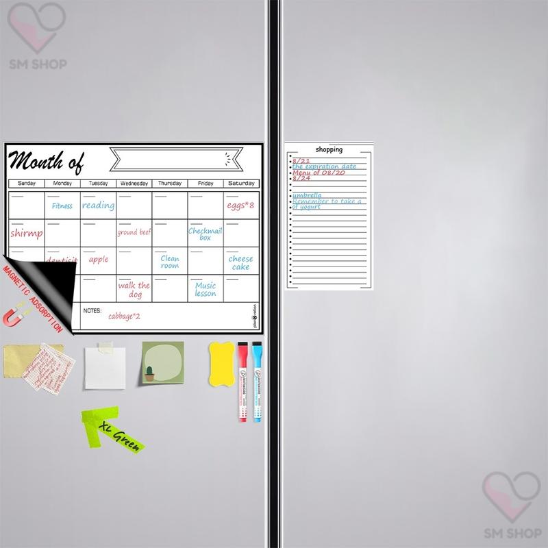 Magnetic fridge message board, with creative partition for note-taking, made of waterproof and durable materials, a magic tool for communication in the kitchen.