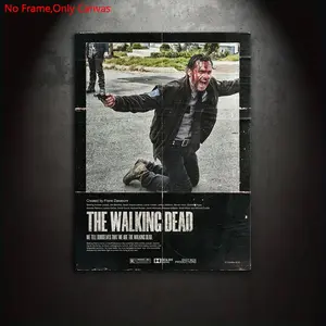 1 Piece/Set Frameless Canvas Painting Print Poster, Artwork, Artistic, Classic Minimalism Realistic Horror Gothic Pop Art,The Walking Dead,Perfect Gift for US TV Series Lovers,Ideal Gift for Home & Office, Wall Decoration